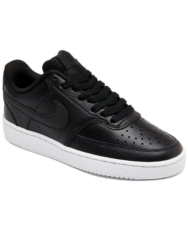 Nike Court Vision Low Women's Shoes Black/Black/White : 6 B - Medium