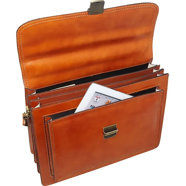Sharo Genuine Italian Leather Apricot Brown 15-inch Laptop Briefcase