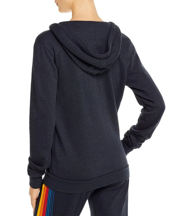 Aviator Nation - 5 Stripe Zip Hoodie in Charcoal S