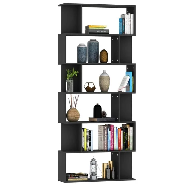 vidaXL Book Cabinet/Room Divider Concrete Gray 31.5x22x9.4x22x75.6x22 Chipboard