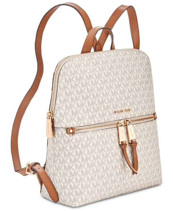 MICHAEL Michael Kors, Rhea Medium Slim Logo Backpack, Brown, One Size