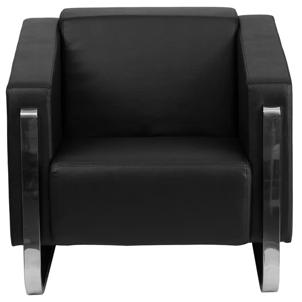 Flash Furniture Hercules GALLANT Series Contemporary Black Leather Chair with Stainless Steel Frame