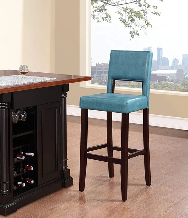 Linon 14054BLU01U Vega Bar Stool, 19x22 W x 20x22 D x 44.5x22 H, Blue