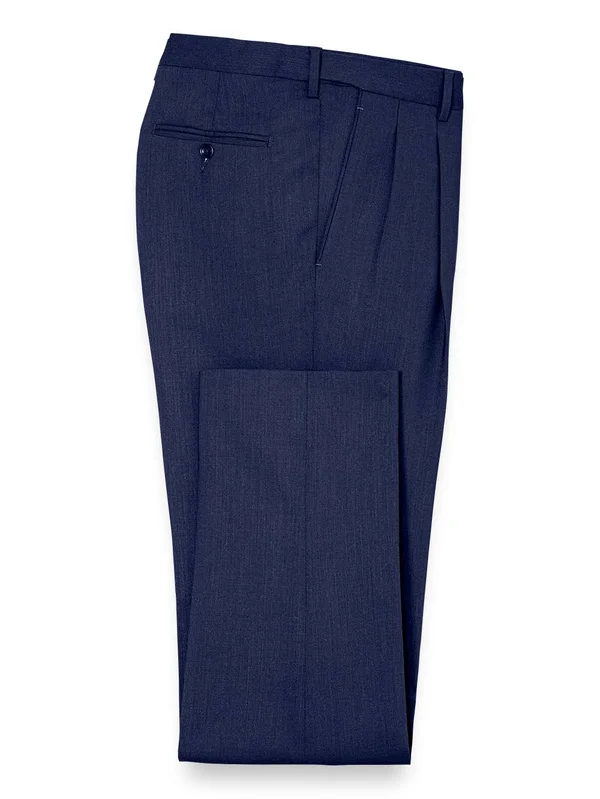 Men's Suit - Tailored Fit in Solid Navy Wool - Paul Fredrick