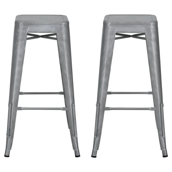 DHP Nova 30x22 Metal Mesh Backless Bar Stool - Silver, Set of 2