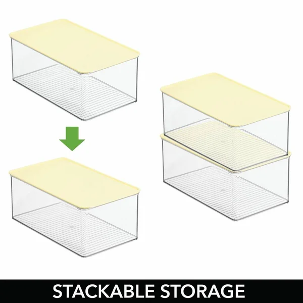 mDesign Playroom Stackable Plastic Storage Box with Lid for Organizing Baby/Child's/Kids Toys, Action Figures, Crayons, Markers