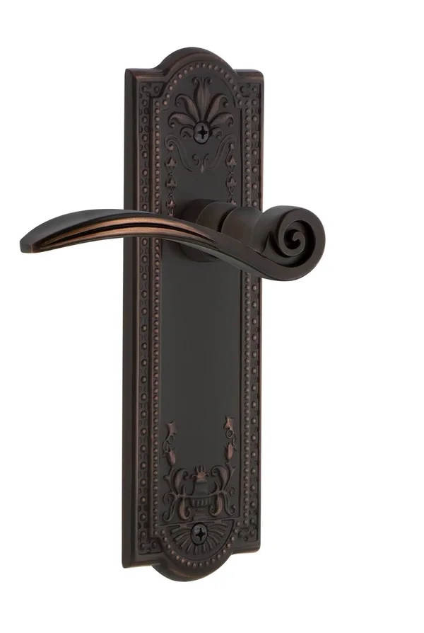 Nostalgic Warehouse MEASWN_PRV_234_NK Swan Privacy Door Lever Set with Meadows R Timeless Bronze