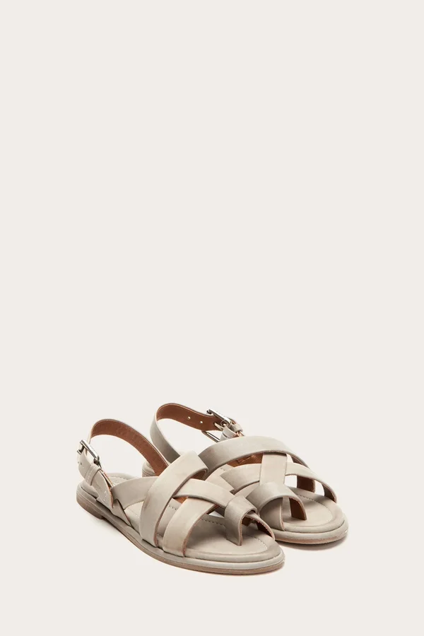 Frye Women's Tait Softy Criss Cross Flat Sandal, Grey