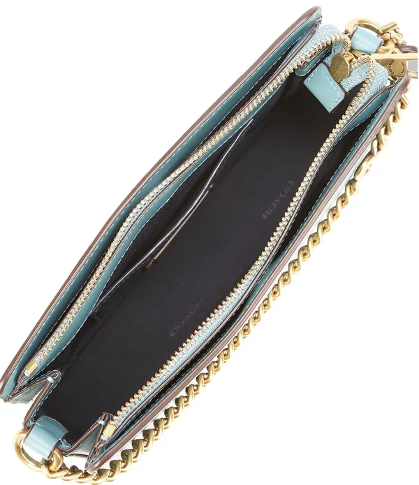 Coach 78801 Refined Calf Leather Signature Chain Crossbody Bag - Everglade