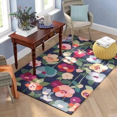 Bungalow Rose Anaya Navy Area Rug Rug Size: 8& x 10&