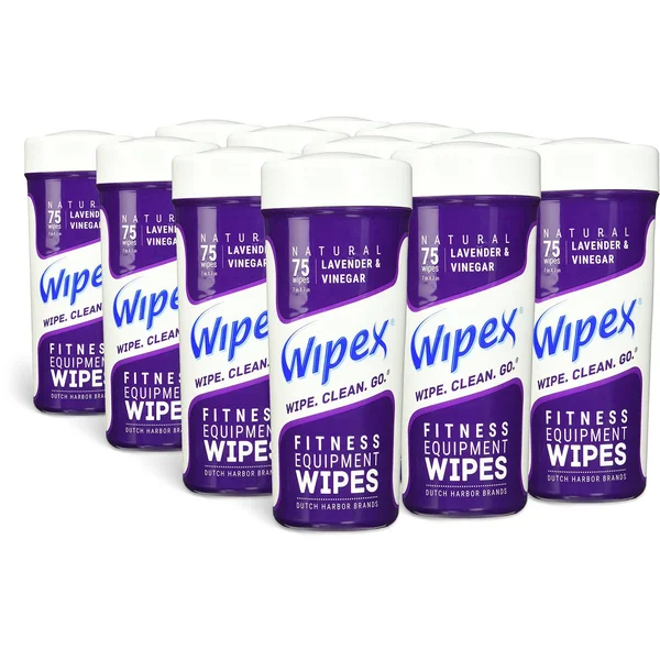 Wipex 75 Natural Gym, Yoga, Peloton, Fitness Equipment Wipes - Lavender Essential Oil & Vinegar
