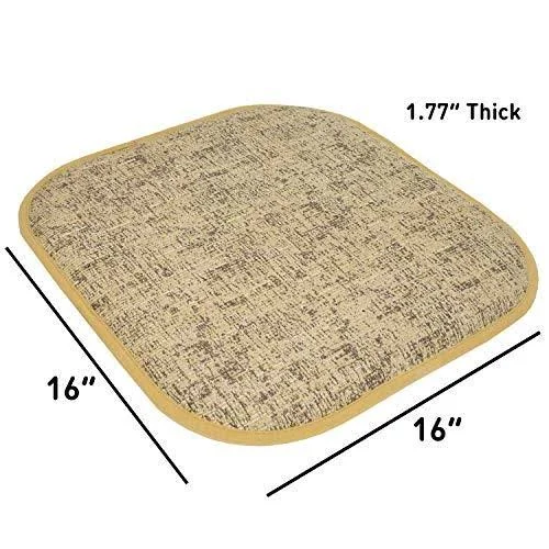 Sweet Home Collection Chair Cushion Memory Foam Pads Honeycomb Pattern Slip Non Skid Rubber Back Rounded Square 16x22 x 16x22 Se