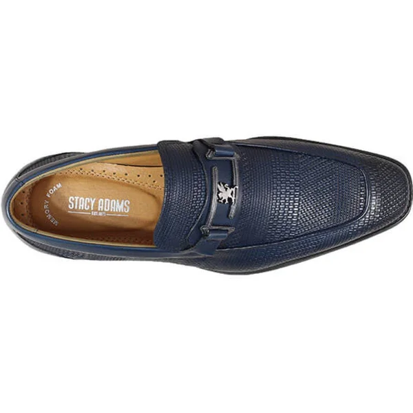 Stacy Adams Men's Pomeroy Moc Toe Bit Slip-On - Ink Blue