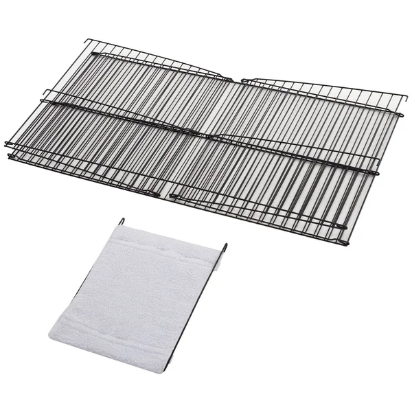 PawHut Rolling Metal Rabbit, Guinea Pig, or Small Animal Hutch Cage with Main House and Run