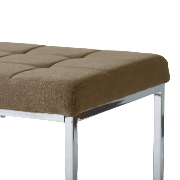 CorLiving Modern Fabric Wide Bench with Chrome Base, Brown