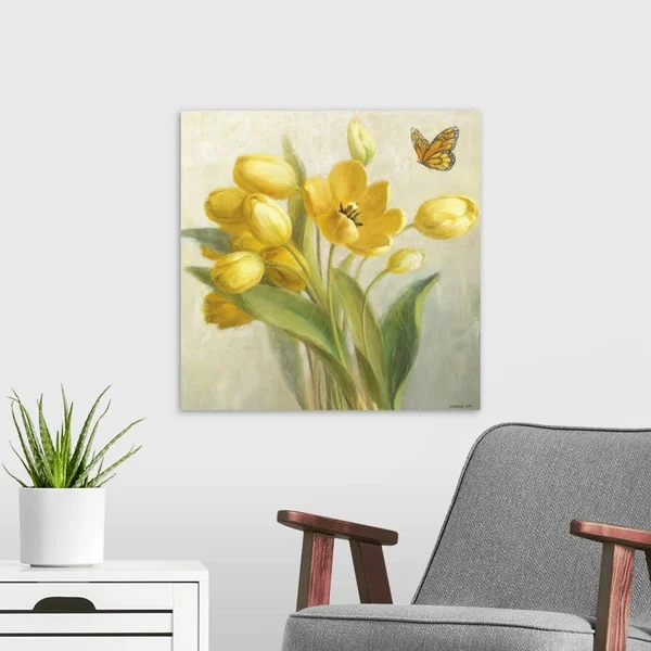 Yellow French Tulips, Canvas Wall Art, 20x20, Great Big Canvas