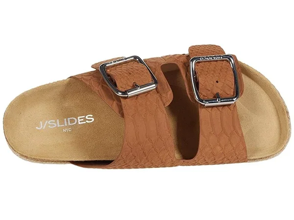 J/Slides Leighton Women's Shoes Tan Embossed Leather : 10 M