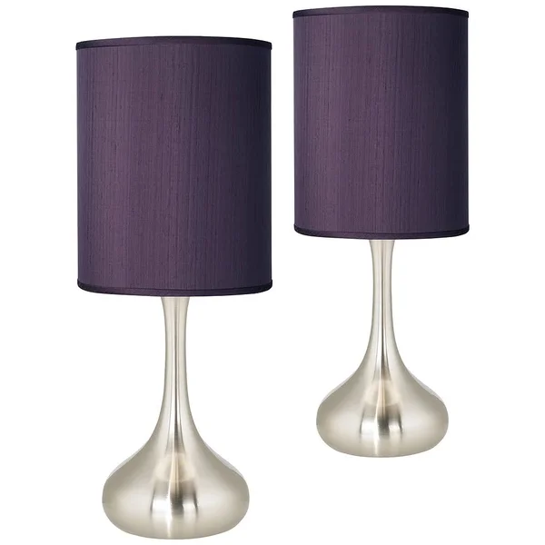 Eggplant Faux Silk Droplet Table Lamps Set of 2 - Style #89W70