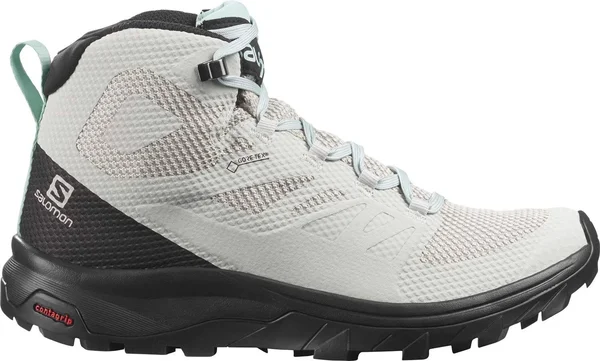 Salomon Women's Outline Mid GTX Shoe - 12 - Lunar Rock, Black, Pastel Turquoise