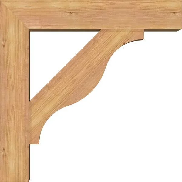 Ekena Millwork 1462341 5 1/2x22W x 22x22D x 22x22H Funston Block Smooth Bracket w/ Offset Brace - Western Red Cedar