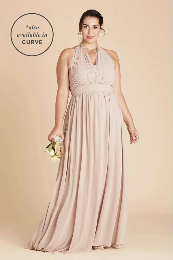 Birdy Grey Grace Convertible Chiffon Bridesmaid Dress in Taupe XXL - Taupe