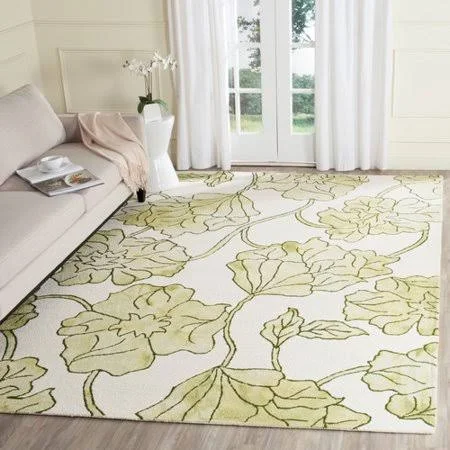 Winston Porter Coleman Hand-Tufted Wool/Cotton Ivory/Light Green Area Rug, Size: Rectangle 3& x 5&