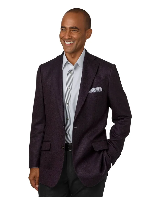 Men's Sport Coat - Tailored Fit in Solid Burgundy Italian Wool - Paul Fredrick