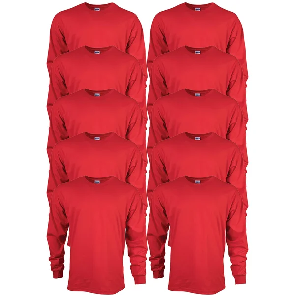 Gildan Men's Ultra Cotton Long Sleeve T-Shirt, Style G2400, Multipack
