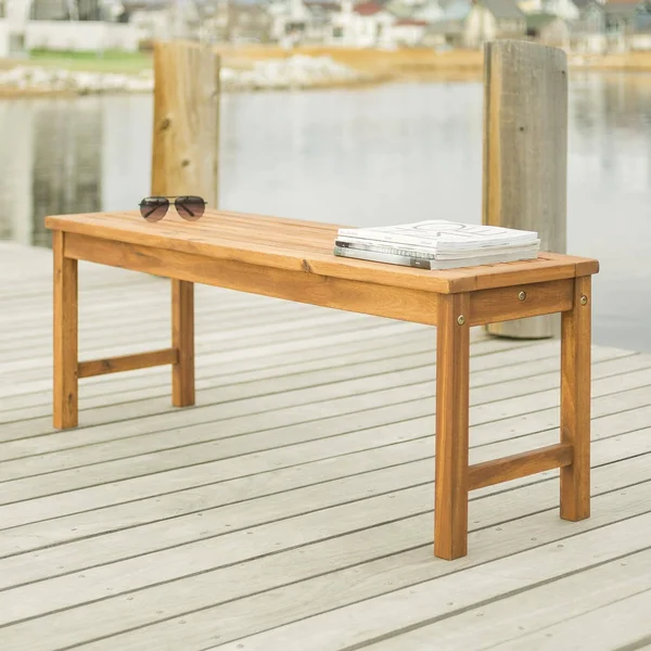 Manor Park Outdoor Raised Acacia Wood Bench - Brown