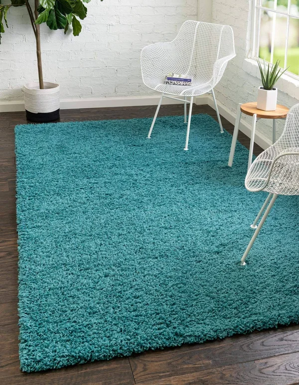 Solid Shag Rug 10x13 - Aqua Blue