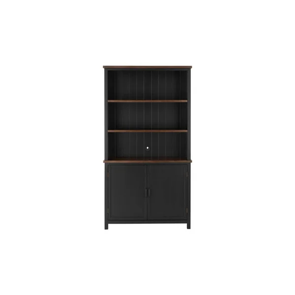 Home Decorators Collection Appleton Black and Walnut Finish Wood 3 Shelf Bookcase with Concealed Storage (39 in. W x 72 in. H)
