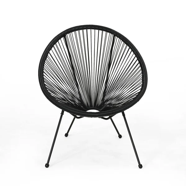 Anson Outdoor Hammock Weave Chair with Steel Frame (Set of 4) by Christopher Knight Home - Orange, Black