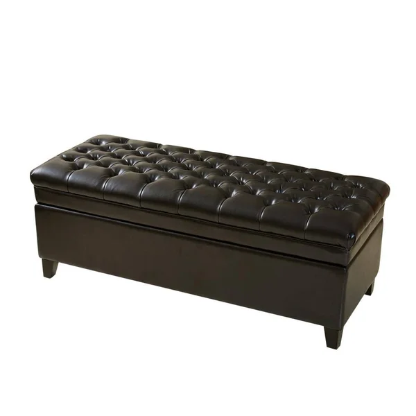 Noble House Hastings Espresso Tufted Storage Ottoman - Brown