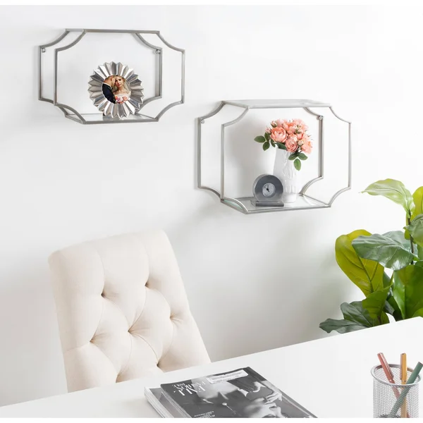 Kate and Laurel Ciel Modern Glam Metal Wall Shelf Set - 2 Piece 24 inch - Gold