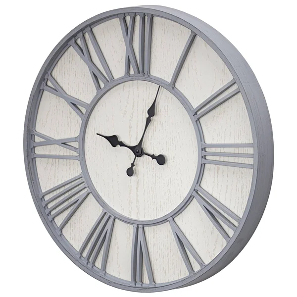 Whitewashed Oversized Wall Clock - 24x22