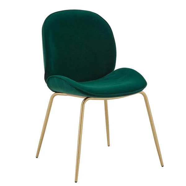 HomeSullivan Gold Fully Upholstered Green Velvet Dining Chair (Set of 2)