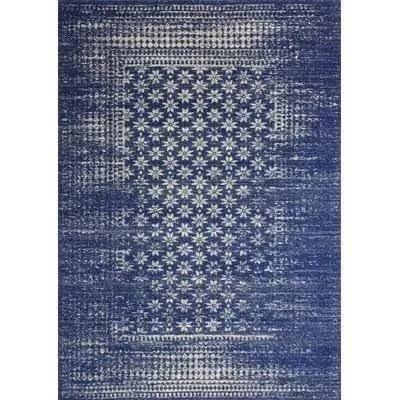 Heath Geometric Dark Blue Area Rug Foundstone Rug Size: Rectangle 5& x 7&6x22