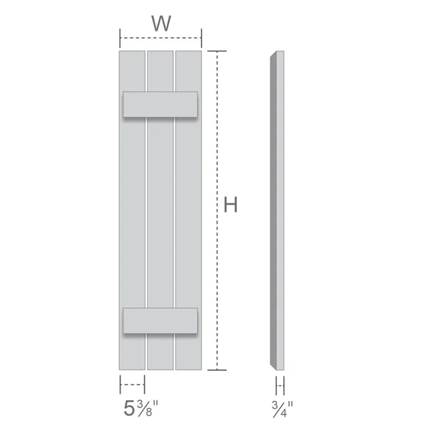 Ekena Millwork RBS06S23X064RWR 23x22W x 64x22H TimberCraft Four 5 3/8x22 Boards Spaced Board-n-Batten Shutters - Rough Sawn Weste
