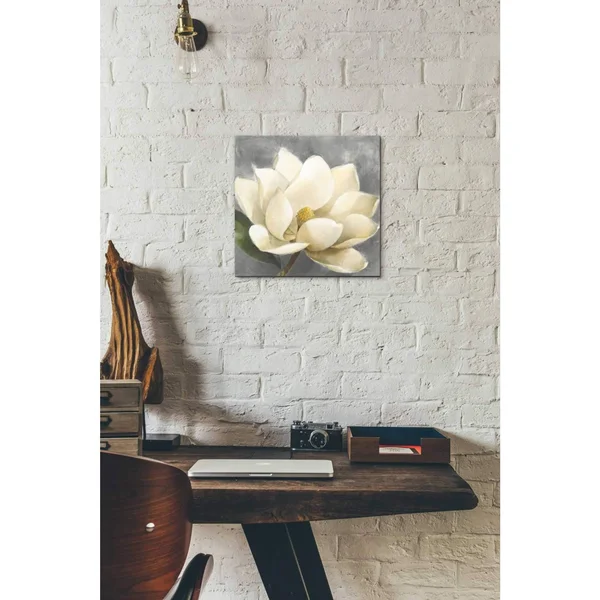 Epic Graffiti &Magnolia Blossom on Gray& by Albena Hristova - Canvas Wall Art, 18x22x18x22