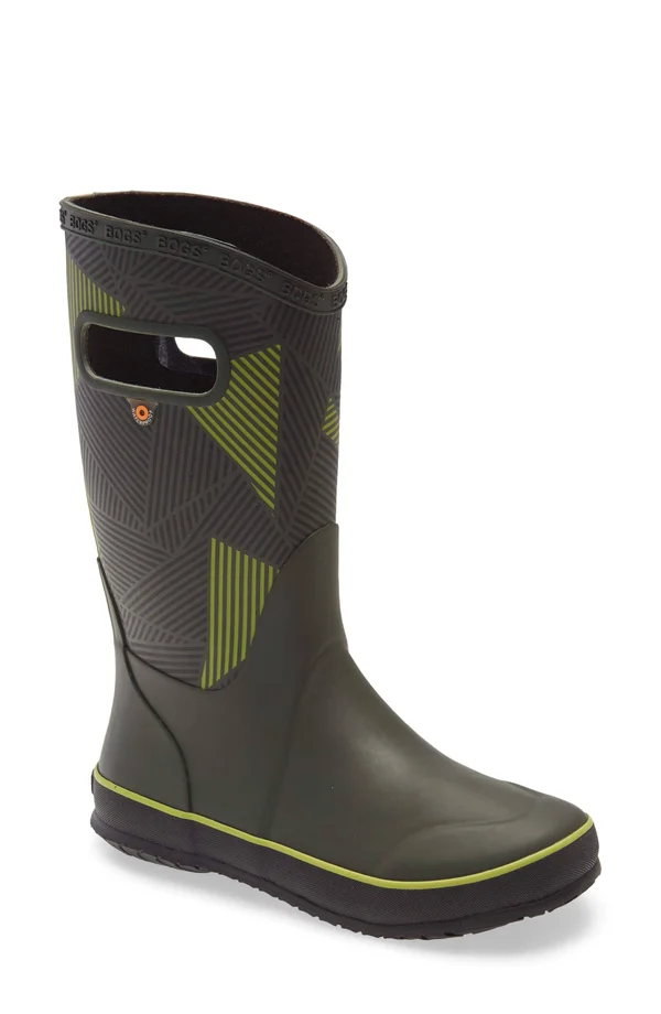 Bogs Kids& Big Geo Rainboot - 2 - Dark Green Multi
