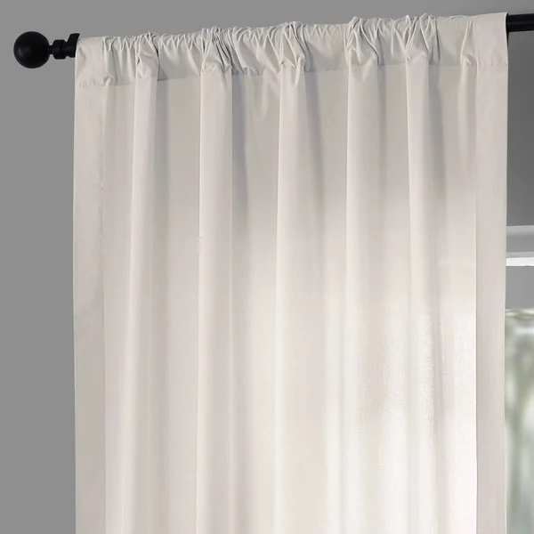 Exclusive Fabrics Solid Classic Cotton Semi Sheer Curtain Pair (2 Panels) (50 x 96 - Acai Blue)