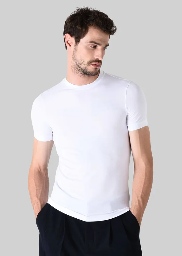 Giorgio Armani Men's Crewneck T-Shirt, White, Men's, 48