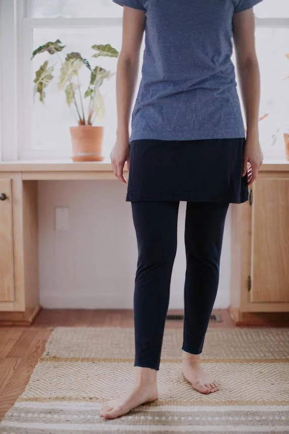 Womens Jersey Knit Skirted Leggings - Made in The USA - Kate