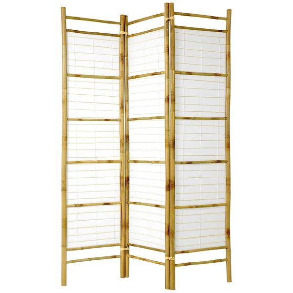 Oriental Furniture 6 ft Tall Burnt Bamboo with Rice Paper Shoji Screen