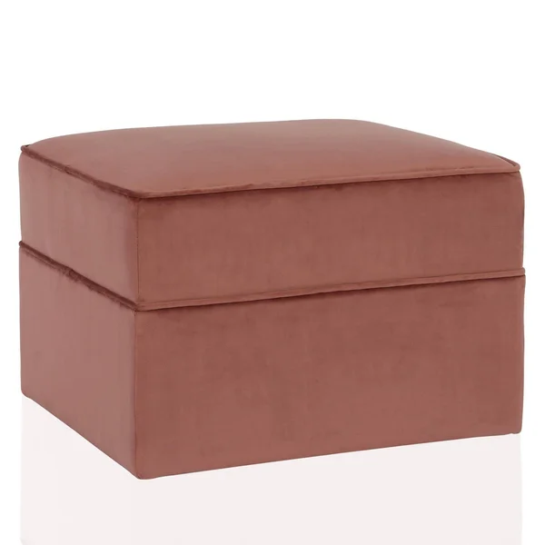 CosmoLiving by Cosmopolitan Juliette Velvet Ottoman with Hidden Casters (Blush)