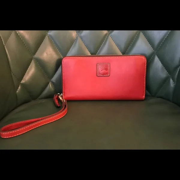 Dooney & Bourke Florentine Large Zip Around Wristlet, Red