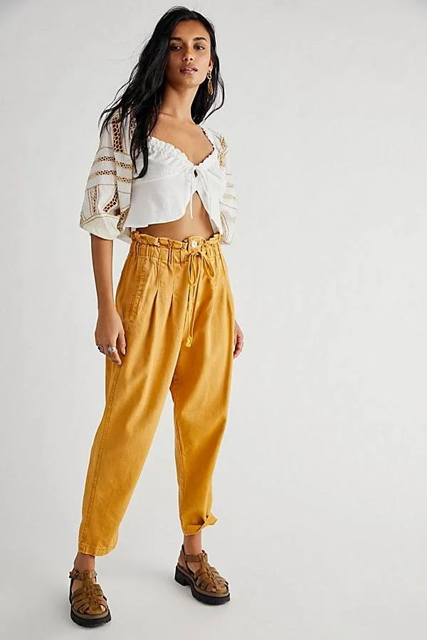 Margate Pleated Trouser by We The Free at Free People in Yellow - Size: S