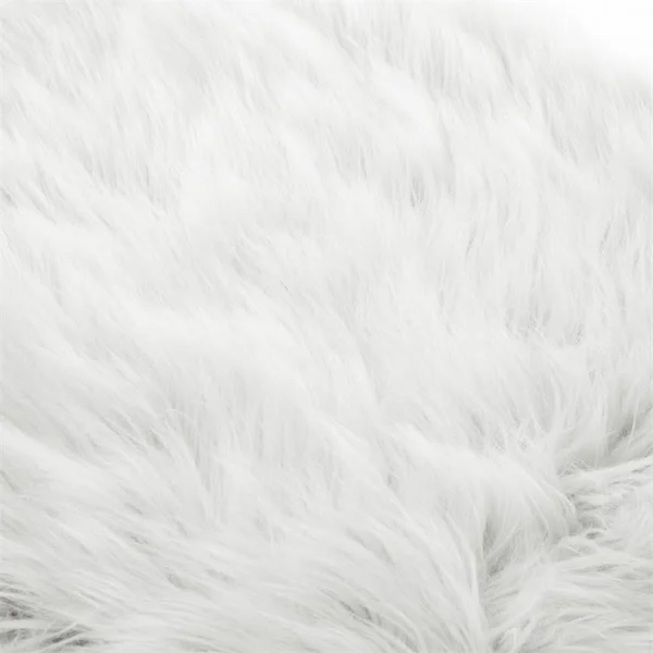 Posh Living Joseph White Faux Fur Bench - Chrome Frame - Ottoman