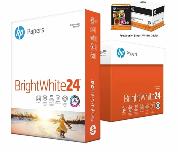 HP Printer Paper - BrightWhite24, 8.5 x 11, Letter, 24lb, 97 Bright, 2, 500 Sheets