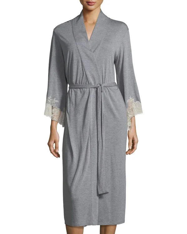 Natori Women's Luxe Shangri-La Robe - Grey - Size Small